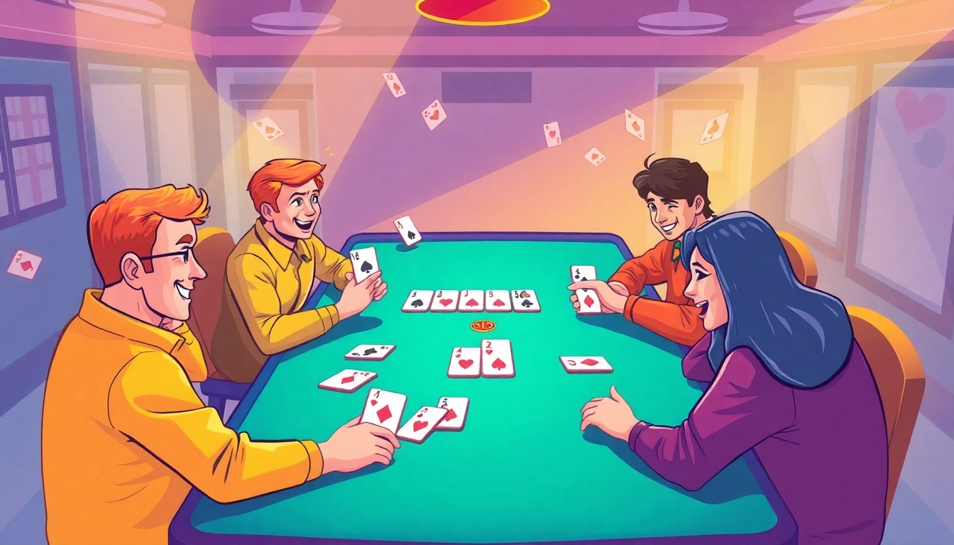 Experience the excitement of rummy wealth with players enjoying a lively card game.