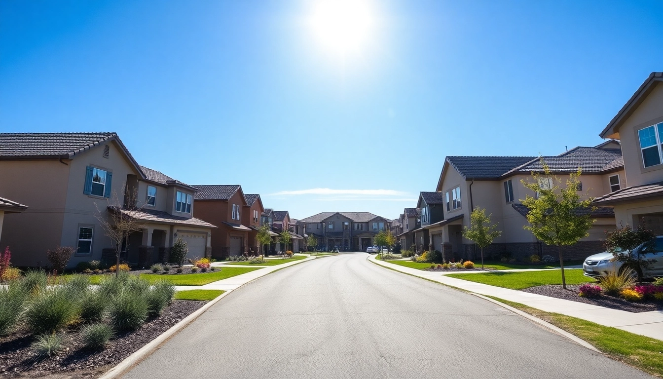 New Home Construction near me featuring modern homes in a sunny neighborhood.