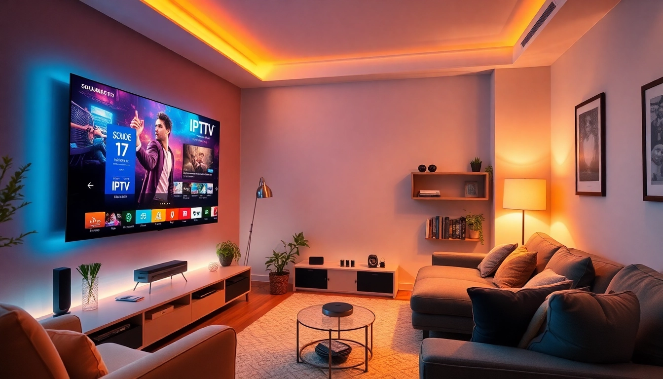 Watch IPTV Suisse in a cozy living room with vibrant content on the television.