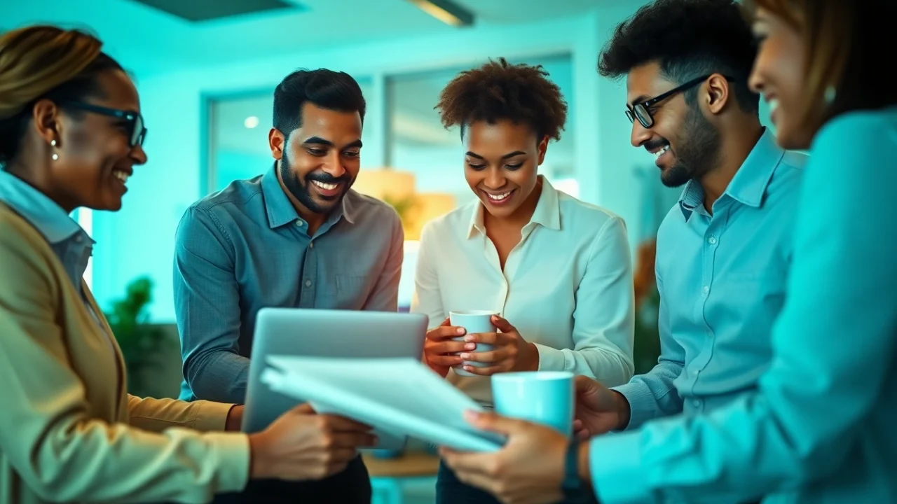 Illustration of mortgage brokers discussing the mortgage process for brokers with documents in a collaborative setting.