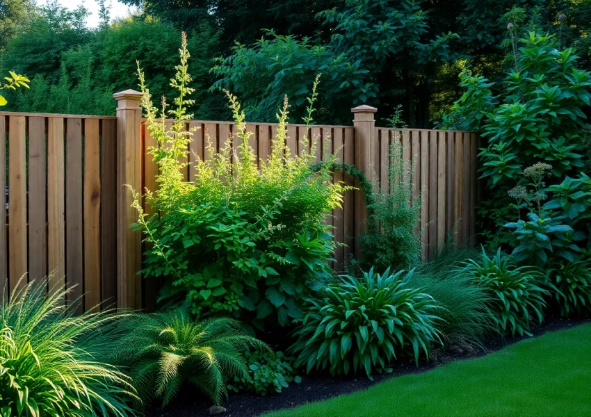 Showcasing a beautiful garden with fencing Manchester enhancing the property's charm and privacy.