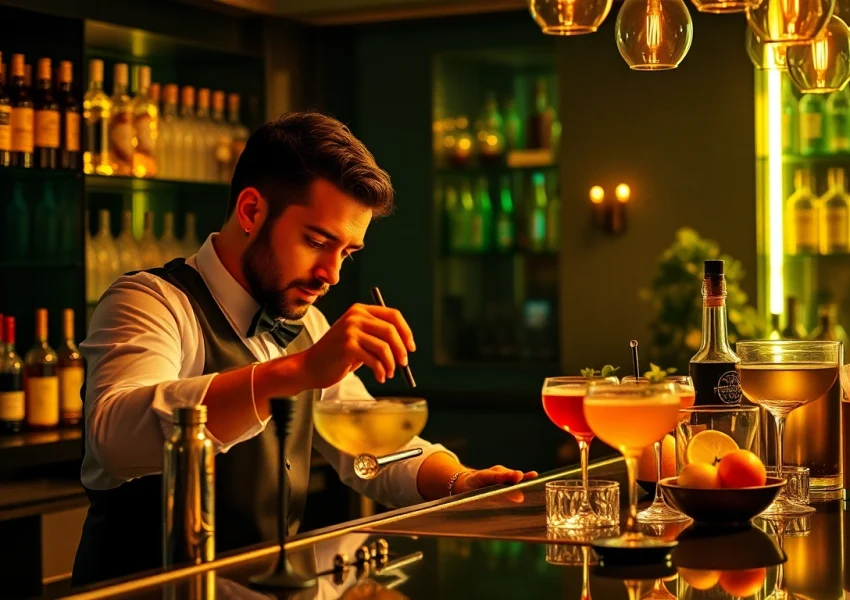 Experience the thrill of a cocktail kurs berlin with expert bartenders showcasing mixology skills amid vibrant bar settings.