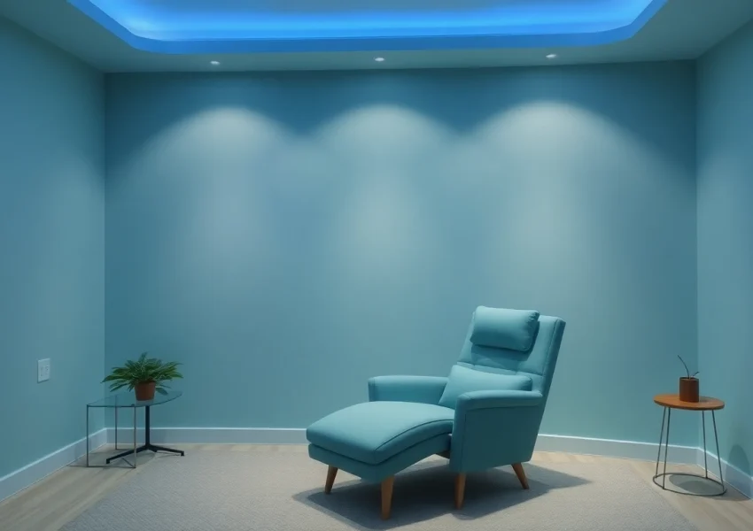 Experience hypnotherapy for anxiety in a calming therapy room with a cozy recliner.