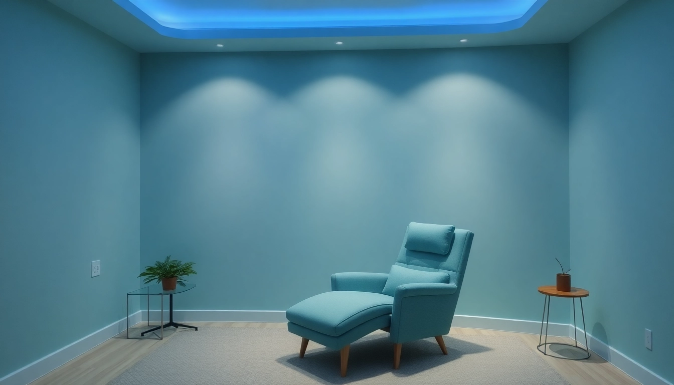 Experience hypnotherapy for anxiety in a calming therapy room with a cozy recliner.