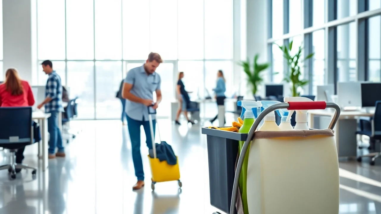 Jacksonville commercial cleaning professional ensuring a spotless office space with attention to detail.