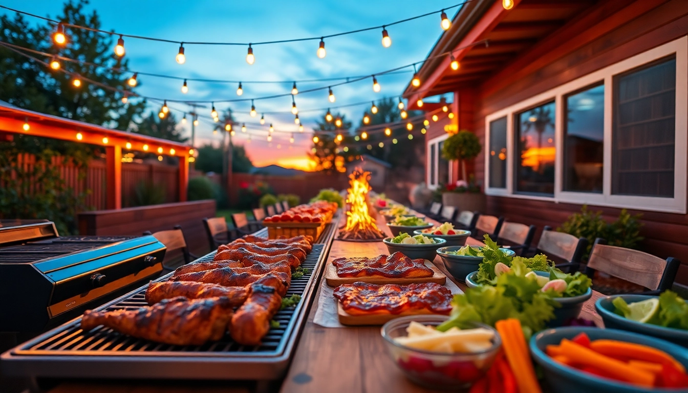 Enjoy delicious catering for Grillbuffet und BBQ in Berlin with a beautifully arranged outdoor feast.