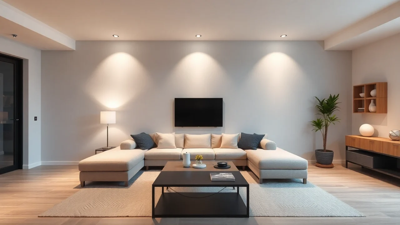 Showcasing the best smart home gadgets featuring sleek designs and innovative technology in a modern living room.