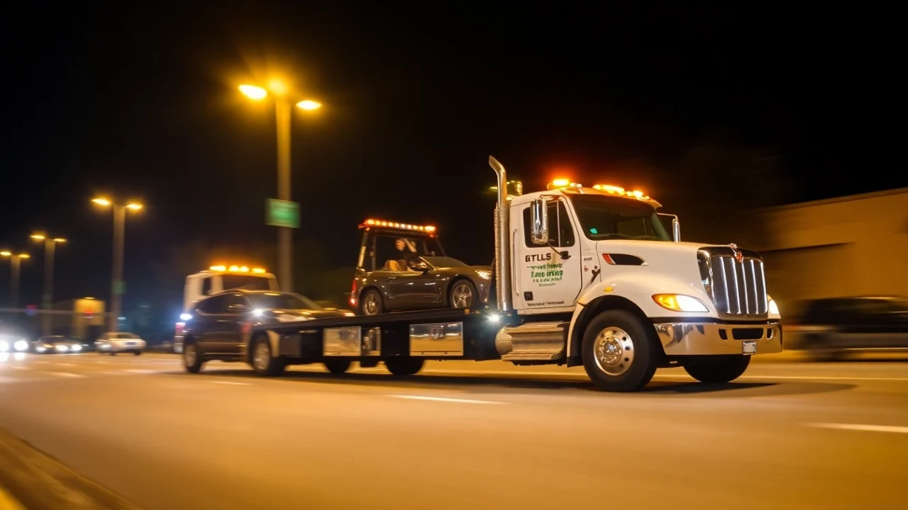 24-hour towing Tampa services providing fast and reliable vehicle assistance at night in Tampa.