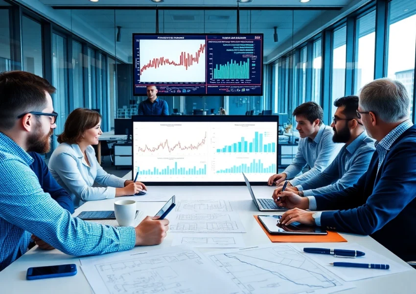 Engineers from a leading pipe stress Company, collaborating in a modern office setting to solve complex challenges.
