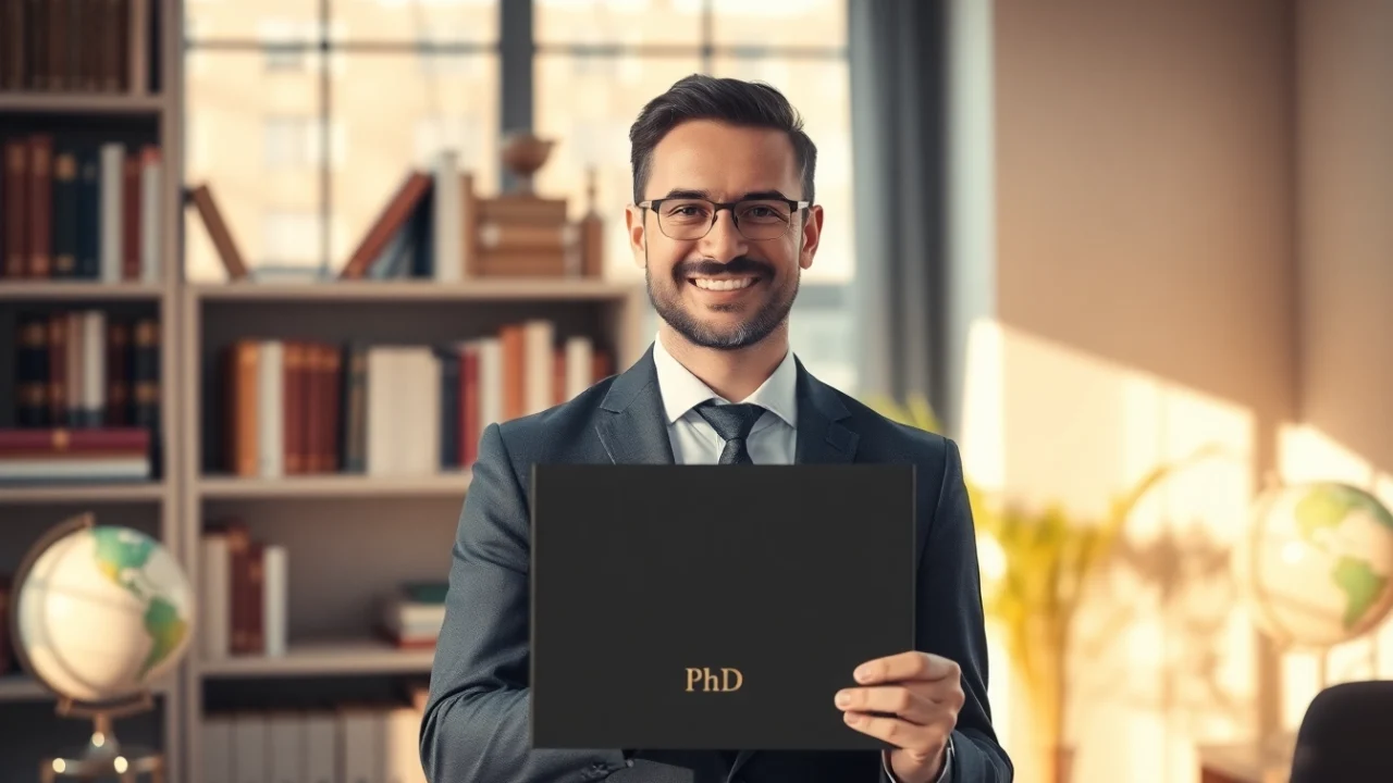 Celebrate your success where to buy phd degree with a proud graduate holding their diploma.