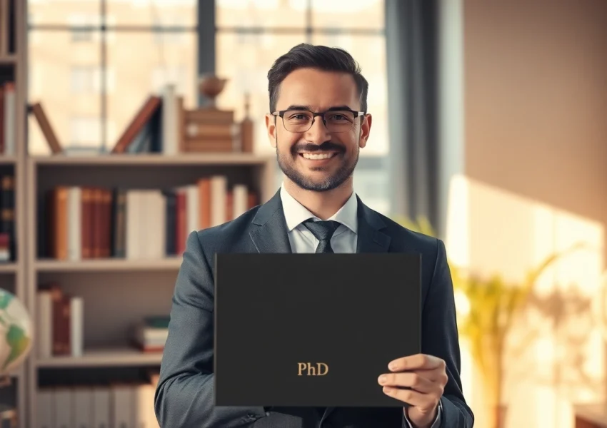 Celebrate your success where to buy phd degree with a proud graduate holding their diploma.