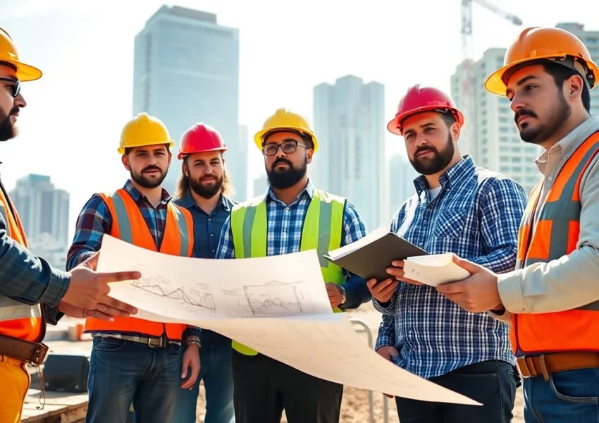 Contractors representing the southern california contractors association collaborating on a construction project.