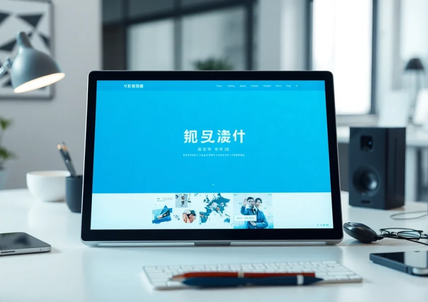 Explore the dynamic features of 纸飞机官网 on a sleek digital device in a modern workspace.