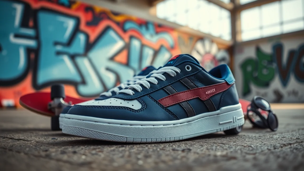 Showcase of high quality rep sneakers against a vibrant urban backdrop, highlighting craftsmanship and style.