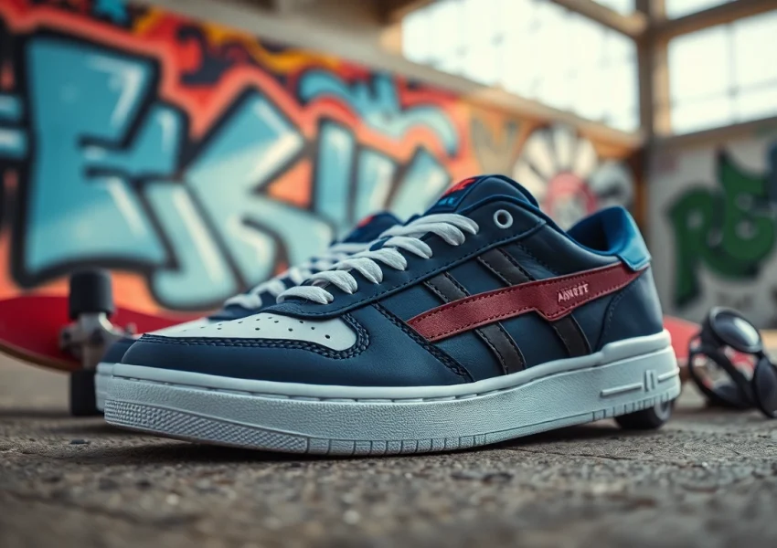 Showcase of high quality rep sneakers against a vibrant urban backdrop, highlighting craftsmanship and style.