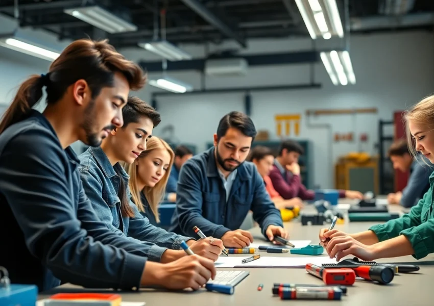 Students engaged in hands-on learning at a trade school in Knoxville, TN.