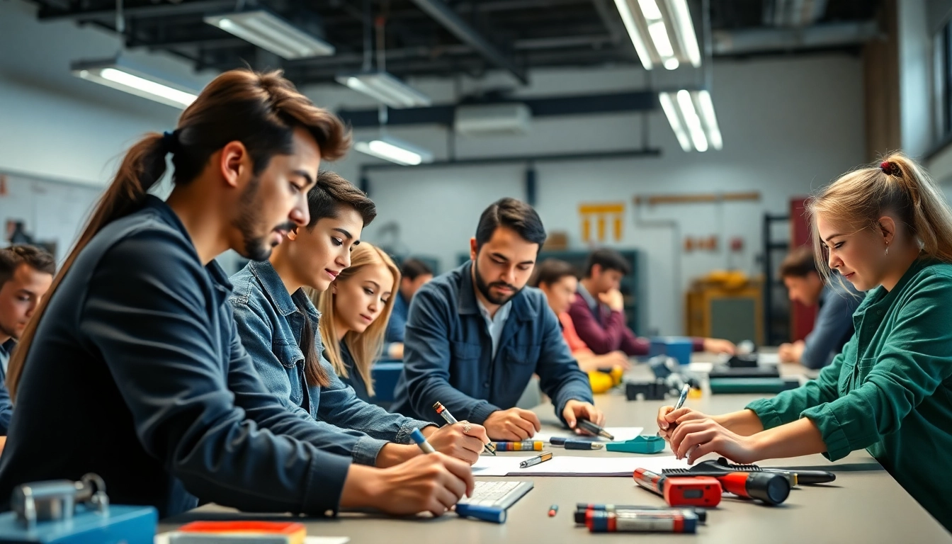 Students engaged in hands-on learning at a trade school in Knoxville, TN.