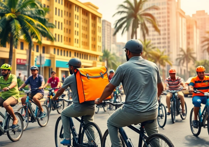 Riders delivering orders in Lagos using popular delivery apps in Lagos, showcasing urban energy and vibrancy.
