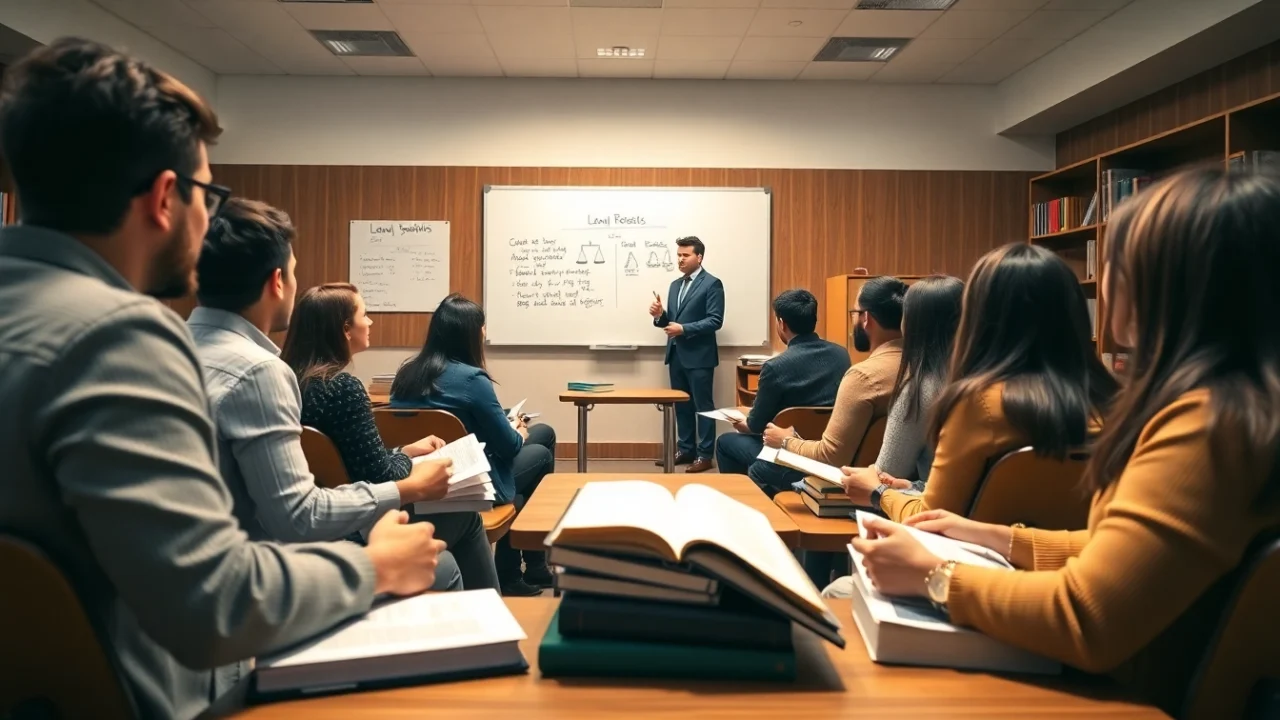 Students actively participating in a discussion about law at San Luis Obispo College of Law.