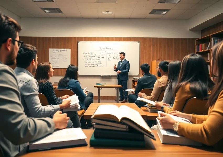 Students actively participating in a discussion about law at San Luis Obispo College of Law.