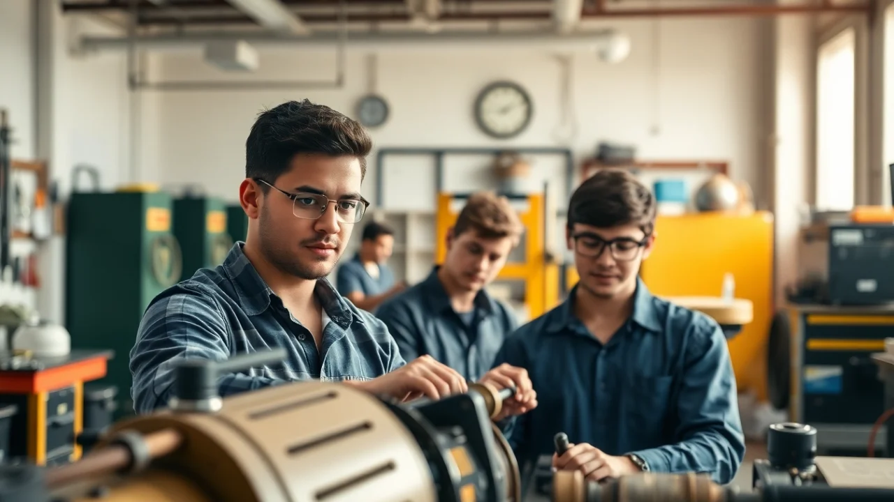 Engaged students at a trade school in Knoxville, TN demonstrating hands-on skills training.