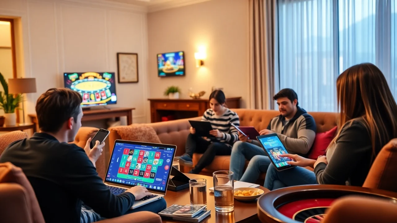 Players engaging in thrilling internet casinos from the comfort of their home.