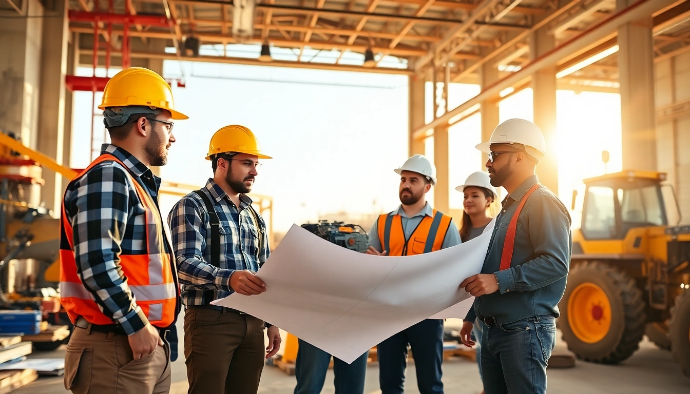Team of Southern California contractors collaborating on a construction project, showcasing diverse talents.