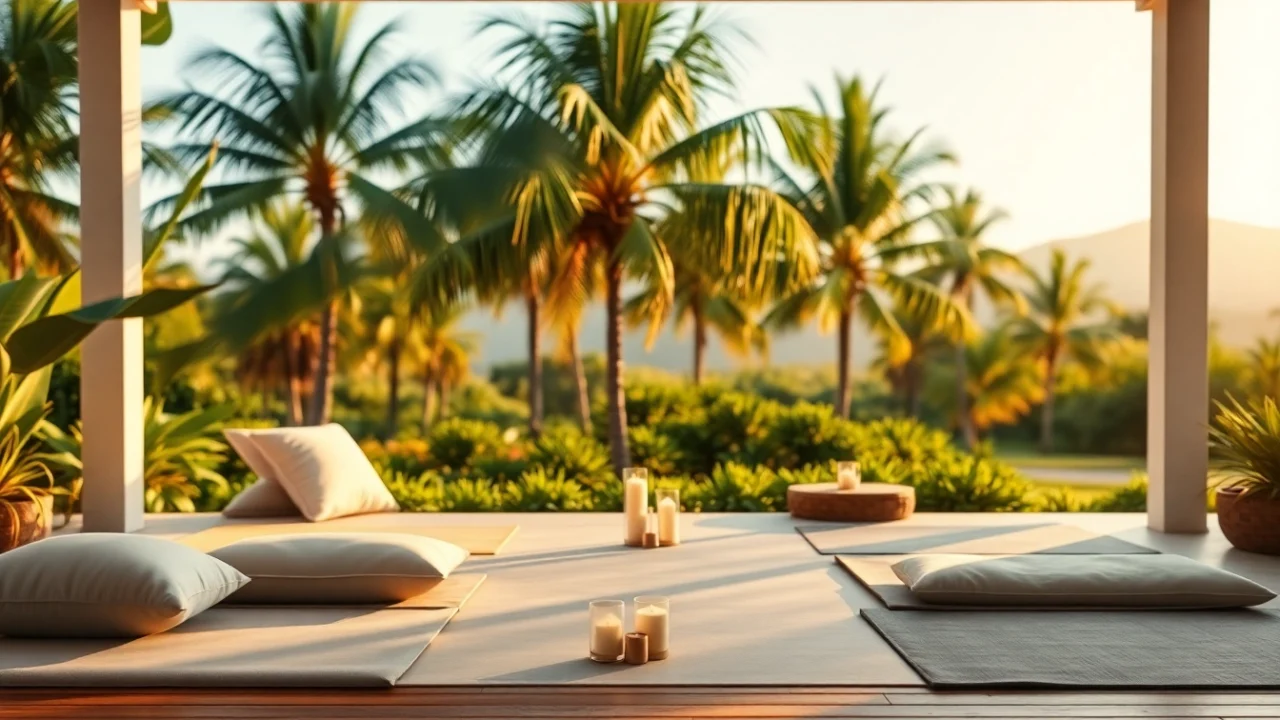 Experience a tranquil wellness retreat in Florida with inviting meditation spaces and lush surroundings.