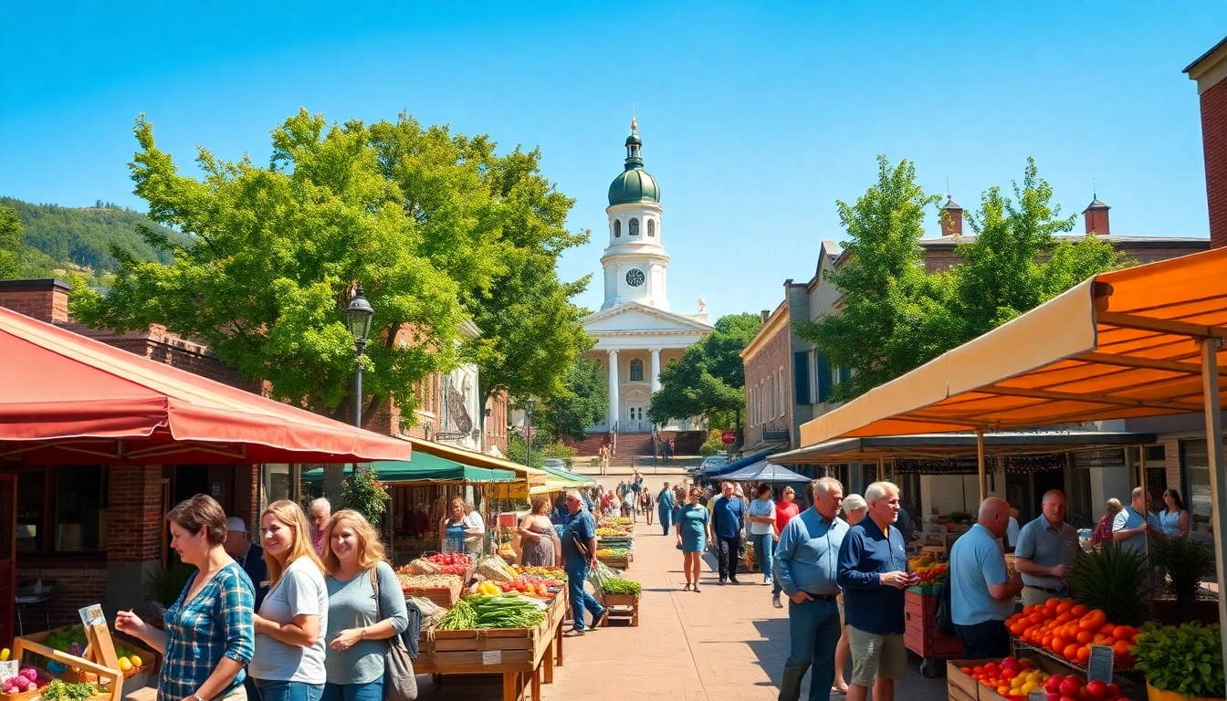 Clarksburg's lively farmer's market showcasing community spirit and historic charm.