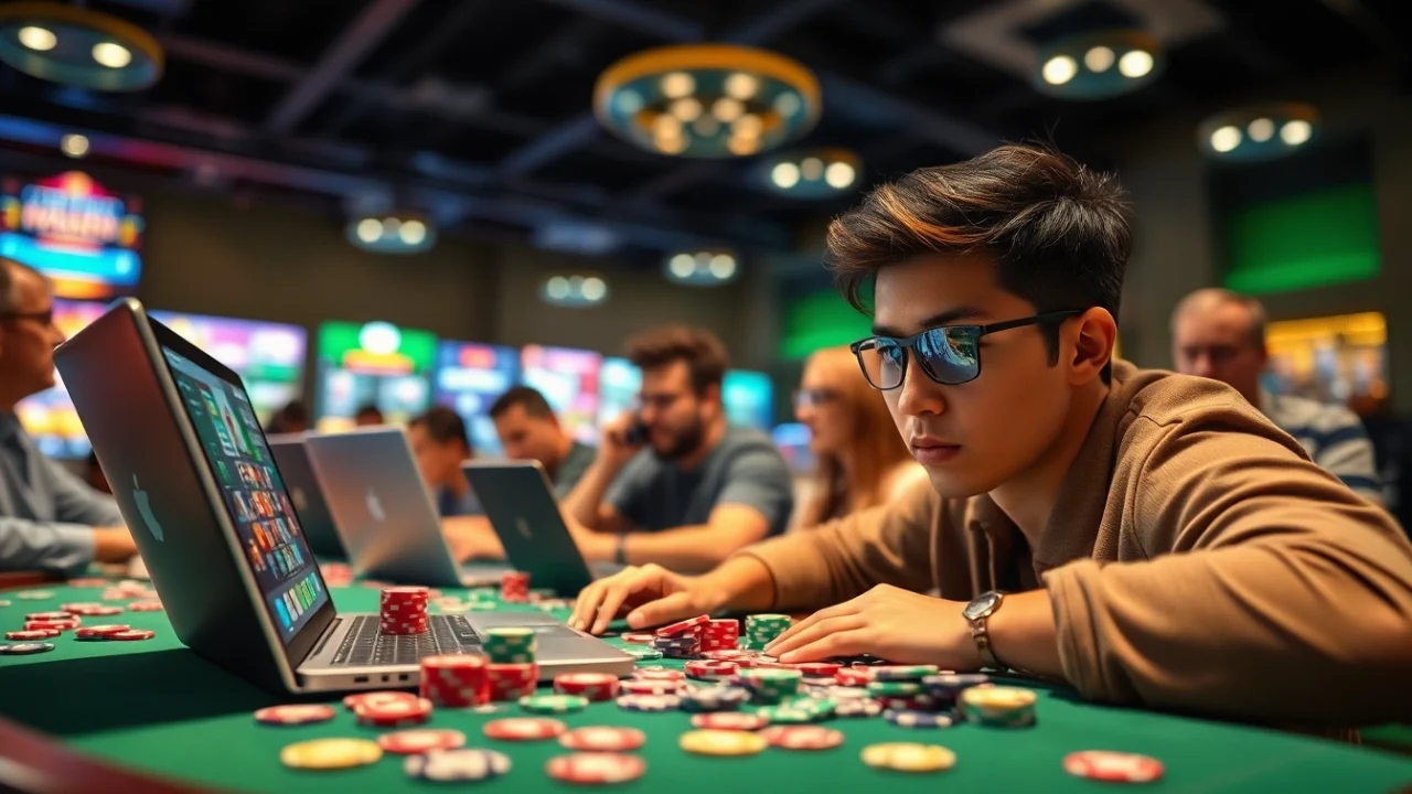 Engage with internet casinos through immersive poker games and vibrant digital experiences.