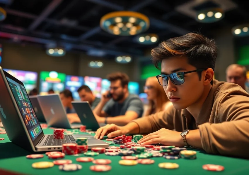 Engage with internet casinos through immersive poker games and vibrant digital experiences.