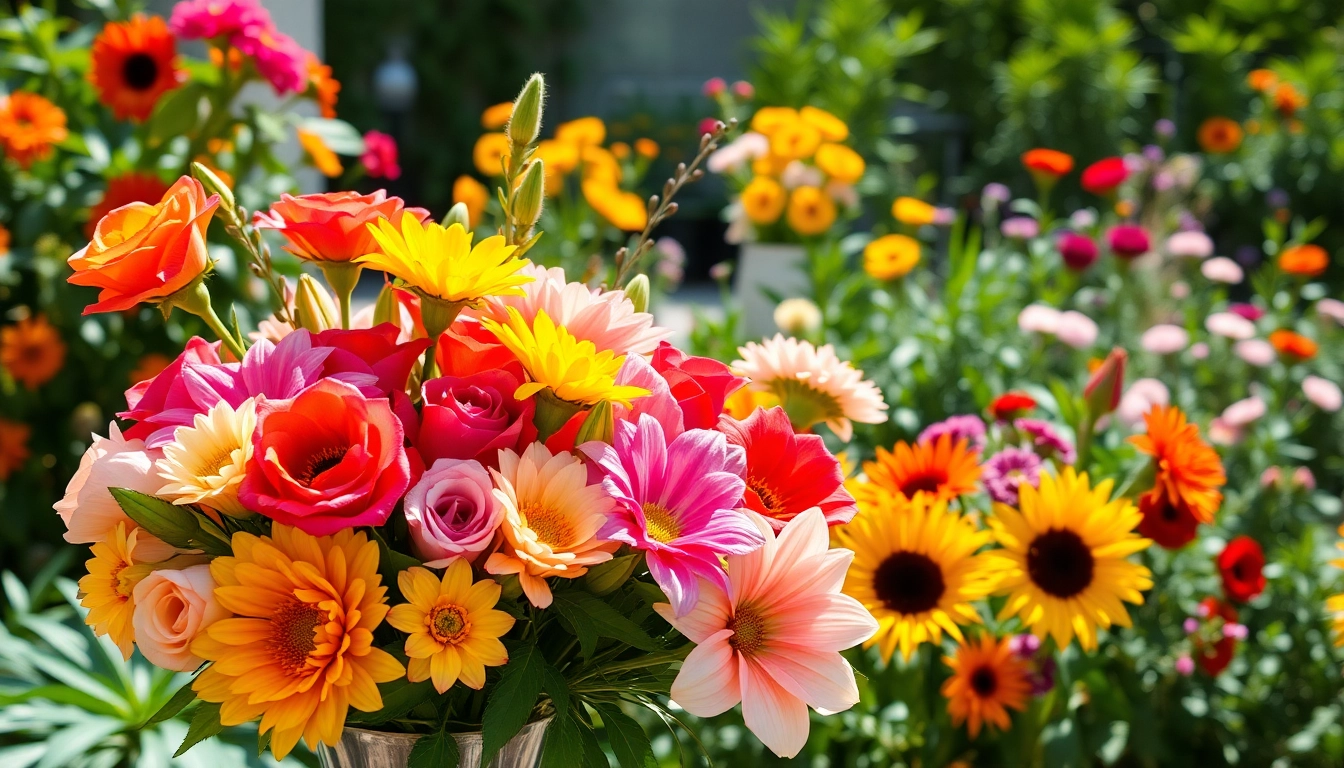 Arrange gorgeous Orange County flowers in a sunny garden, showcasing vibrant blooms and elegant designs.