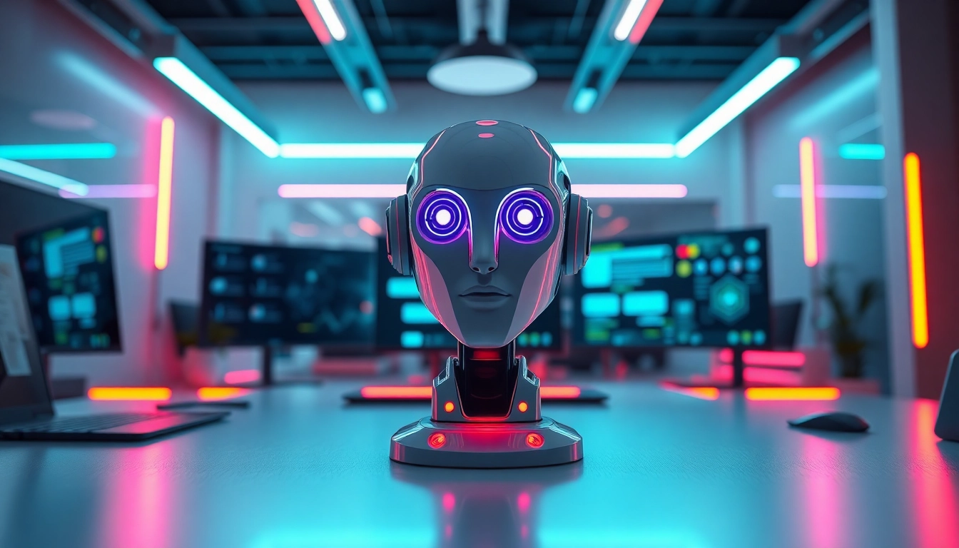 Engage with unfiltered ai in a vibrant workspace showcasing an advanced chatbot interface.