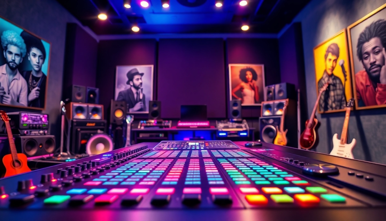 Innovation in music production showcased by a vibrant studio setup with modern technology.