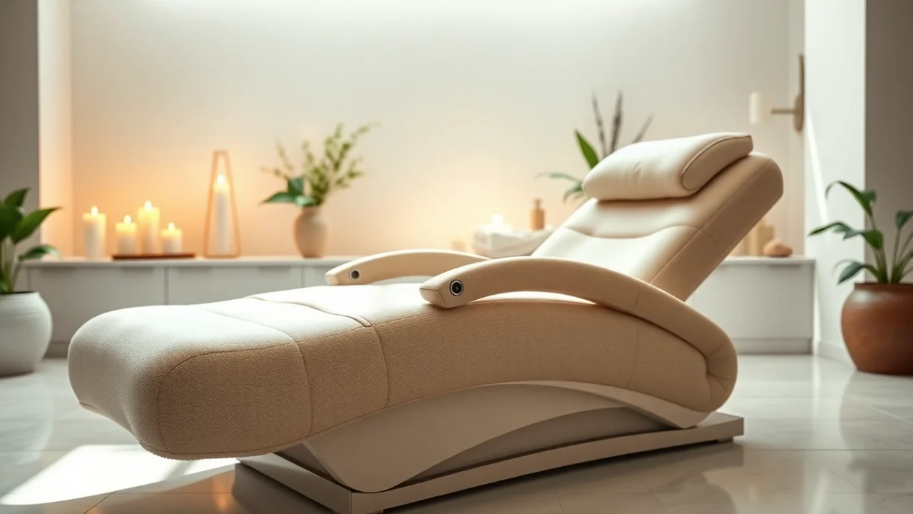 Die ergonomische kosmetik liege bietet Komfort und stilvolles Design für Behandlungen im Spa.