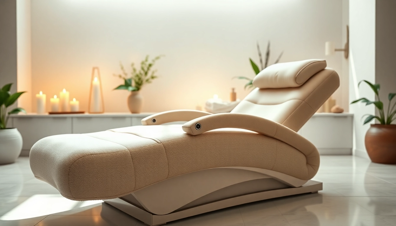 Die ergonomische kosmetik liege bietet Komfort und stilvolles Design für Behandlungen im Spa.