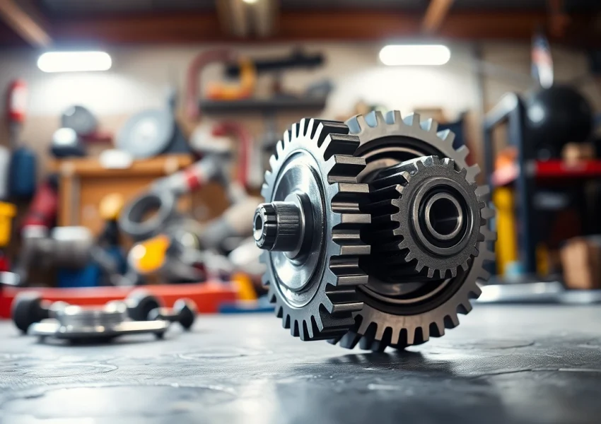 Showcase of a gearbox syncro in a workshop setting, highlighting its intricate design and craftsmanship.