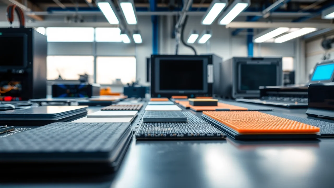 Showcasing thermal management materials efficiently organized on a modern electronics assembly table.