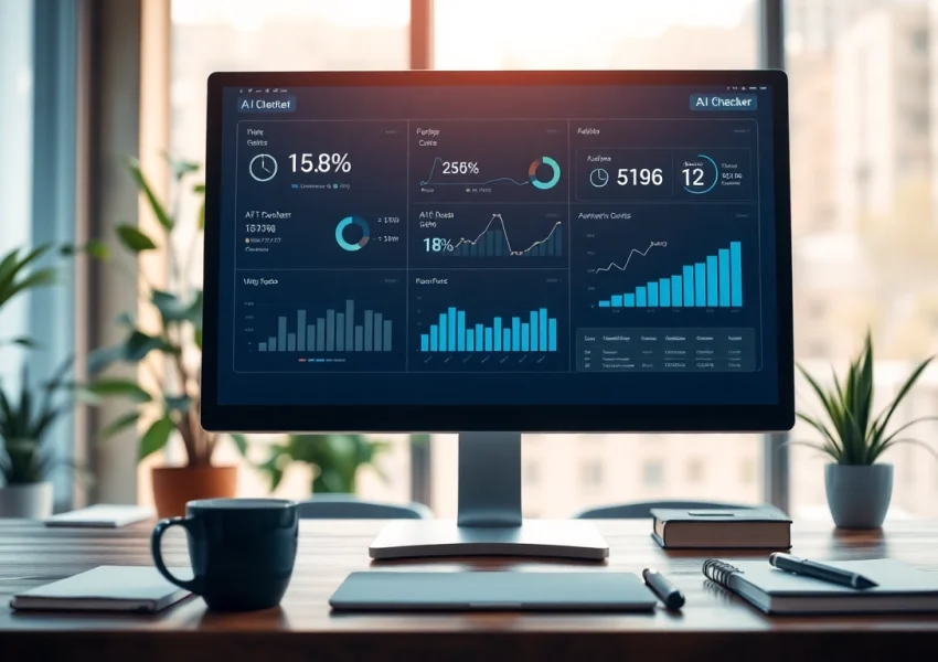 Engage with the ai checker through a professional interface showcasing analytics and user insights.