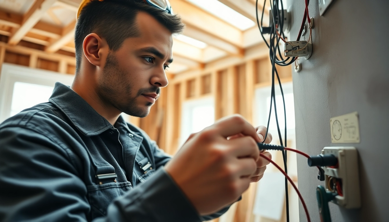 Electrician apprenticeship Hawaii as a student installs wiring in a home setting.