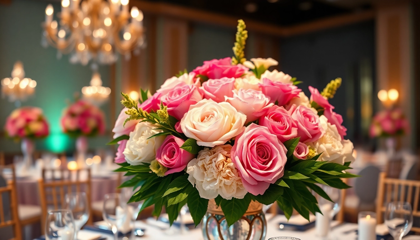 Stunning floral arrangement by Orange County event florist featuring vibrant blooms for events.