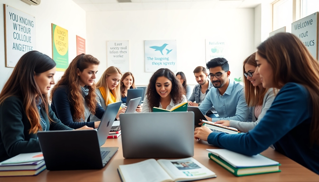 Enhance your Duolingo English Test practice with collaborative learning in a bright classroom.