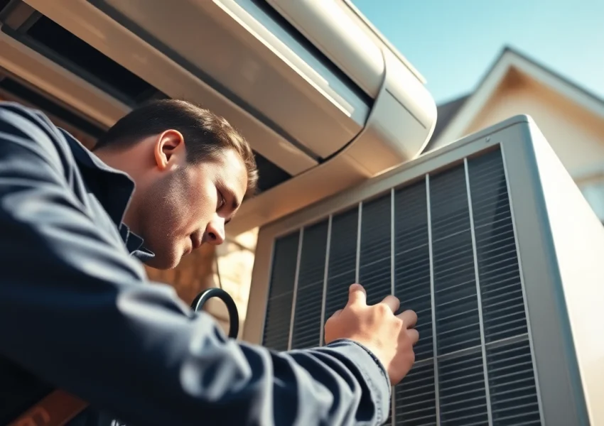 Expert AC repair in Glendale AZ by a professional HVAC technician addressing an air conditioning unit issue.