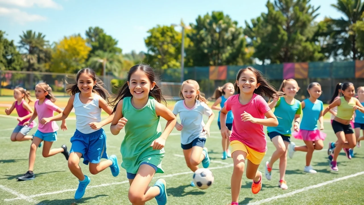 Engaging scene of girls enjoying Multi Sports Camps for Girls, showcasing various sports activities.