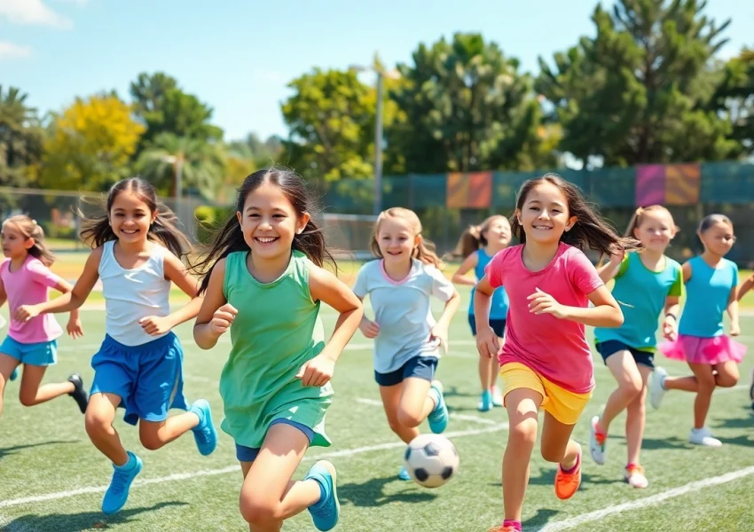 Engaging scene of girls enjoying Multi Sports Camps for Girls, showcasing various sports activities.