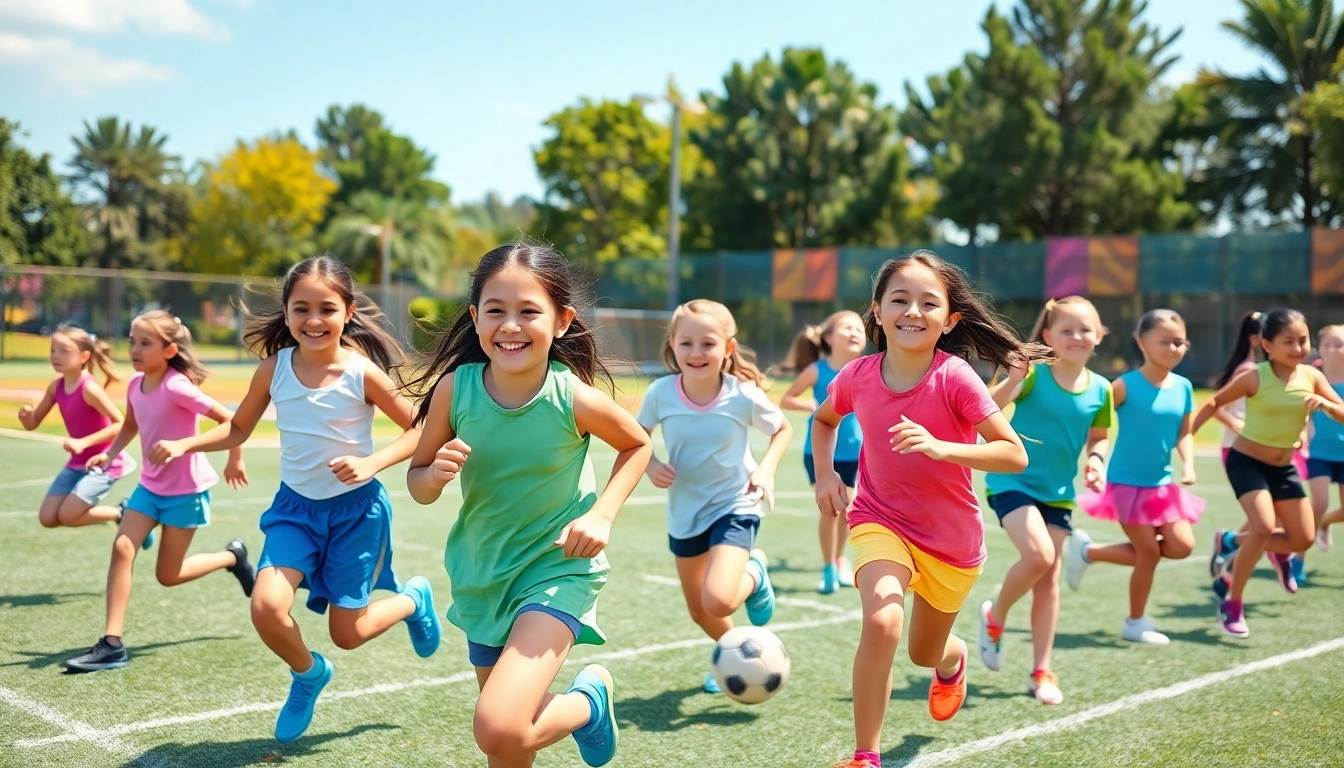 Engaging scene of girls enjoying Multi Sports Camps for Girls, showcasing various sports activities.