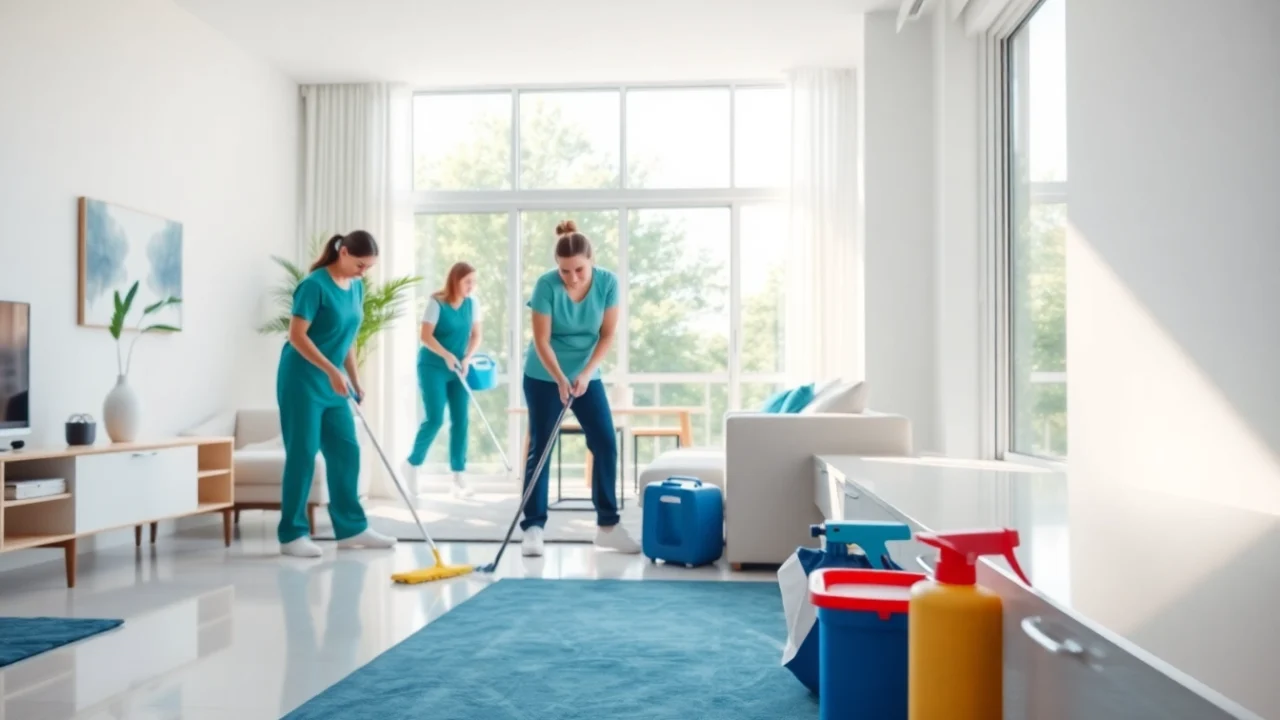 Professional bond cleaning Logan service team deep cleaning an apartment for a sparkling finish.