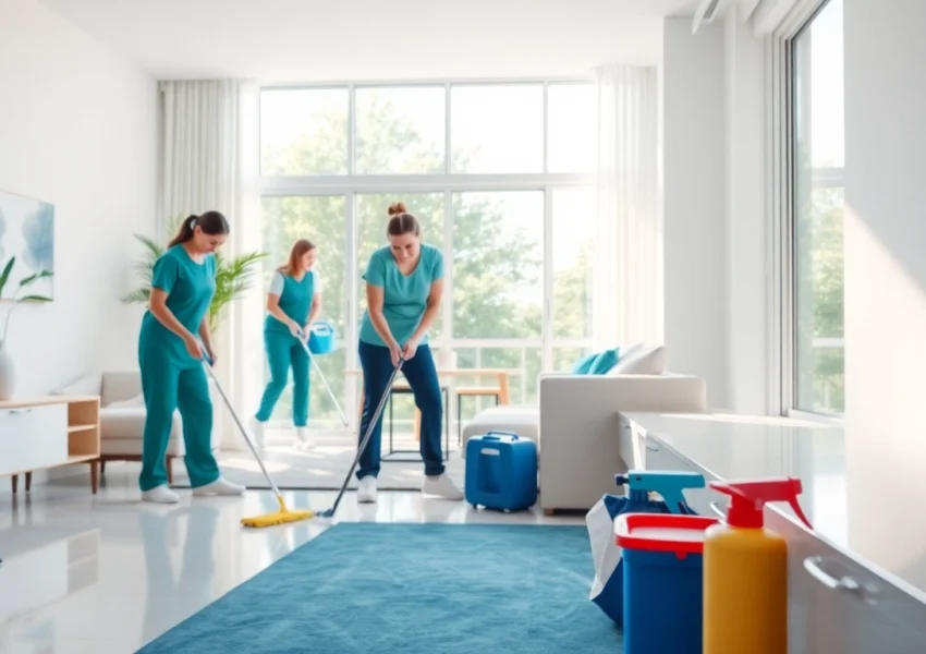 Professional bond cleaning Logan service team deep cleaning an apartment for a sparkling finish.