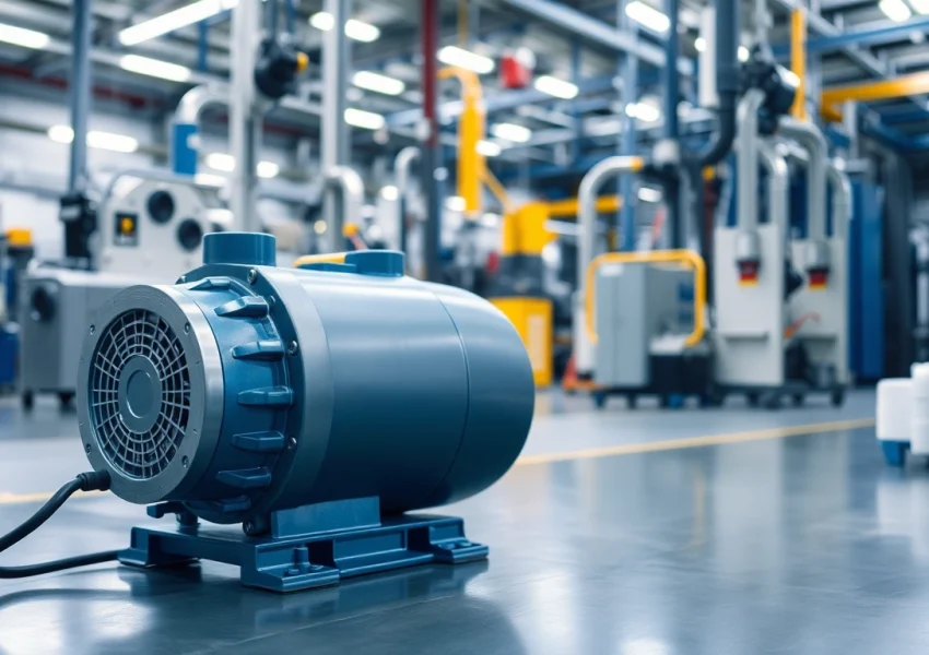 Showcasing a Busch vacuum pump in an industrial setting to emphasize efficiency and technology.