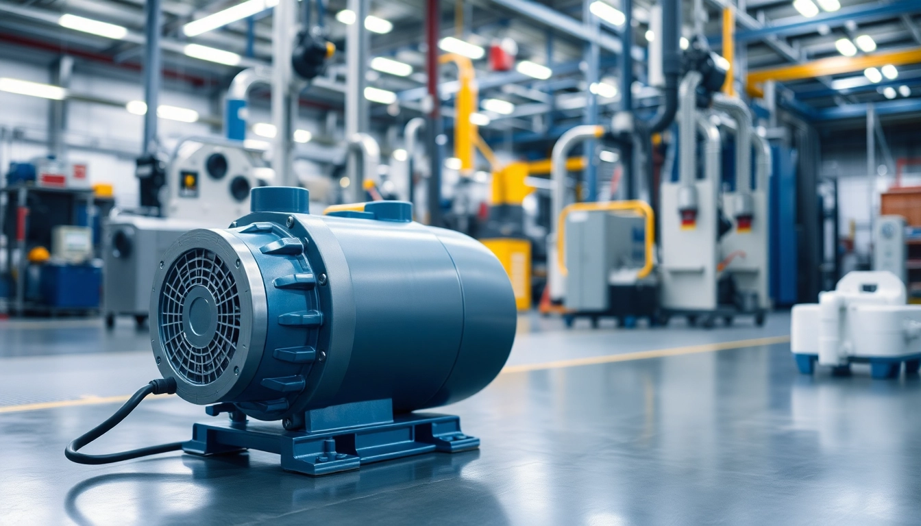 Showcasing a Busch vacuum pump in an industrial setting to emphasize efficiency and technology.